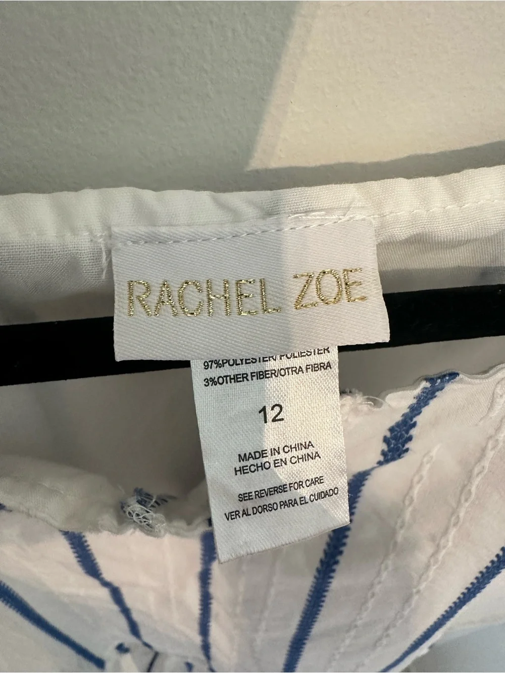 Rachel Zoe girls two piece White & Blue Striped Ruffle set size 12